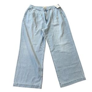 Madewell The Curvy Harlow Wide-Leg Trouser Light Wash Denim Jeans Sz W32 NWT